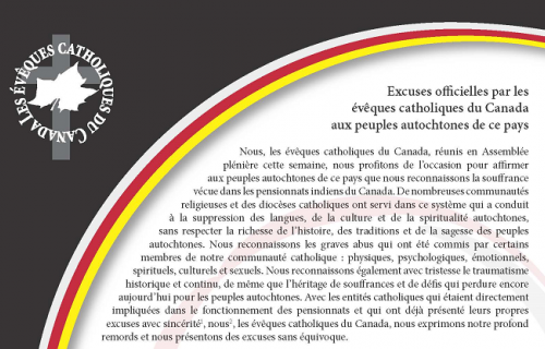 Excuses officielles par les évêques catholiques du Canada aux peuples autochtones de ce pays